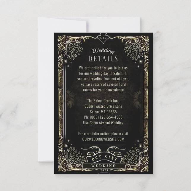 Halloween Tarot Matching Wedding Details Card Einladung (Vorderseite)