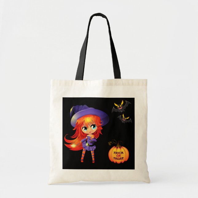 Halloween-Tasche-Mädchen-Hexe Tragetasche (Vorne)