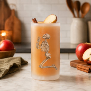 Halloween-Tasse mit betendem Skelett Mattglas Bierglas