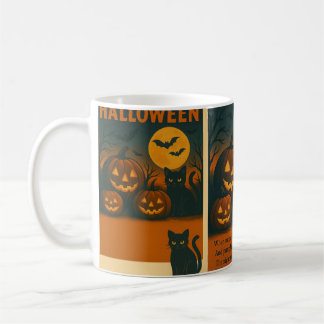 Halloween Tasse mit Black Cat, Pumpkins und Full M