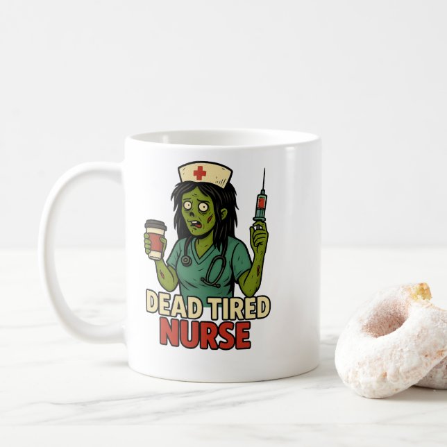 Halloween-Tasse "Tote Krankenschwester" Kaffeetasse (Mit Donut)