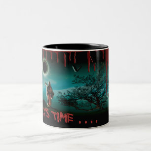 Halloween-Tassen u. Schalen - grimmiger Sensenmann Zweifarbige Tasse
