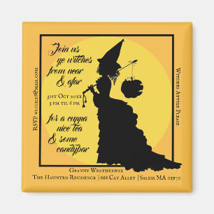 Halloween Tea Party Einladung Viktorianisch Hexe Magnet