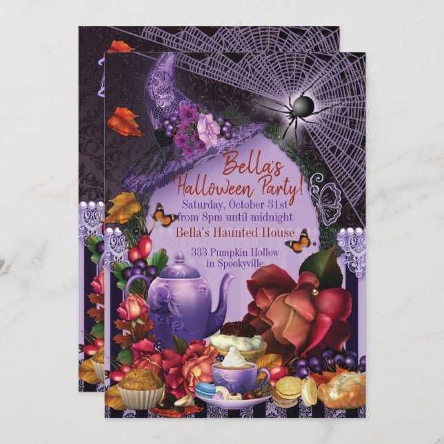 HALLOWEEN TEA PARTY INVITATION (Devant / Derrière)