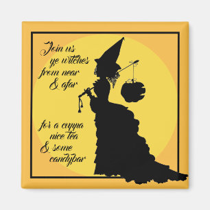 Halloween Tea Party Viktorianische Vintage Hexe Magnet