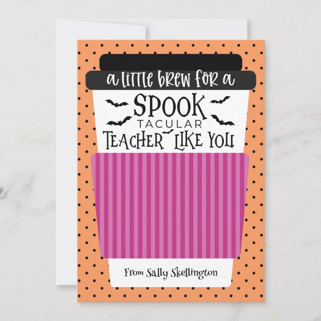 Halloween Teacher Coffee Geschenkkartenhalter Einladung (Vorderseite)