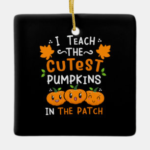 Halloween Teacher Niedliche Pumpkins Geburtstag Keramikornament