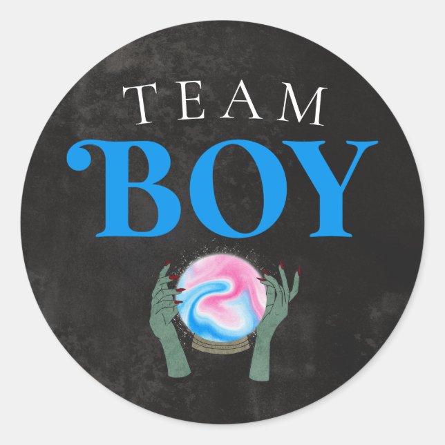 Halloween Team Boy Gender Reveal Party Abstimmung Runder Aufkleber (Vorderseite)