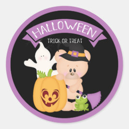 Halloween Teddy Bar Warlock mit Freunden Runder Aufkleber