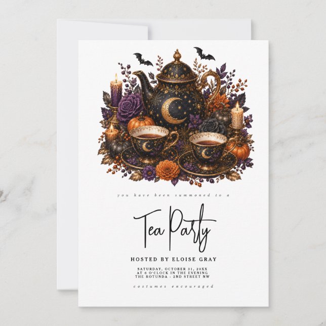 Halloween-Teeparty-Einladung (Vorderseite)