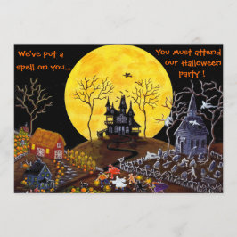 Halloween, Teil, Einladungen, Spuk, Haus, Hexe Einladung