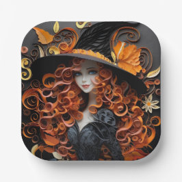 Halloween-Teller: Party-Tischgeschirr mit Hexenged Pappteller