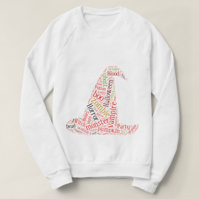 Halloween-Text-Form-Hexe, Wolke Sweatshirt (Design vorne)