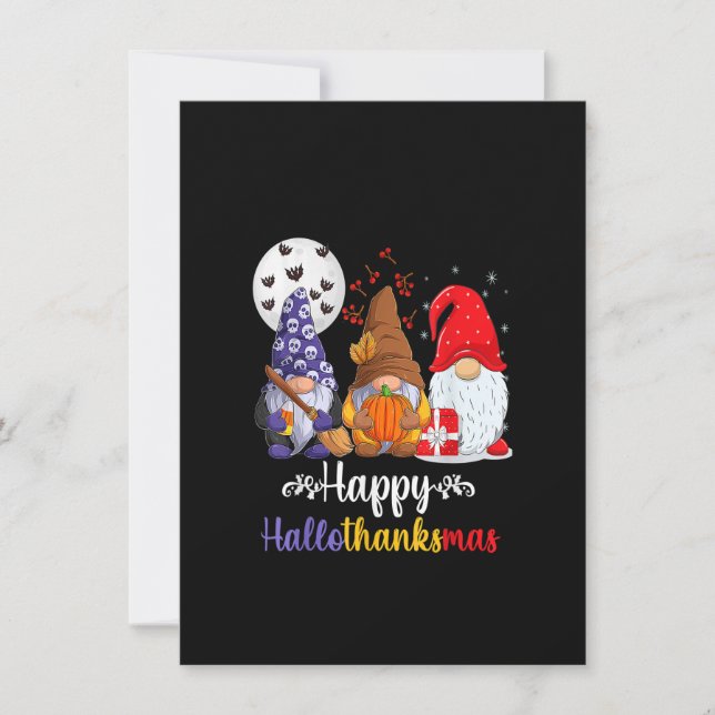Halloween Thanksgiving Christmas Happy HalloThanks Einladung (Vorderseite)