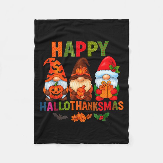 Halloween Thanksgiving Christmas Happy Hallothanks Fleecedecke (Vorderseite)