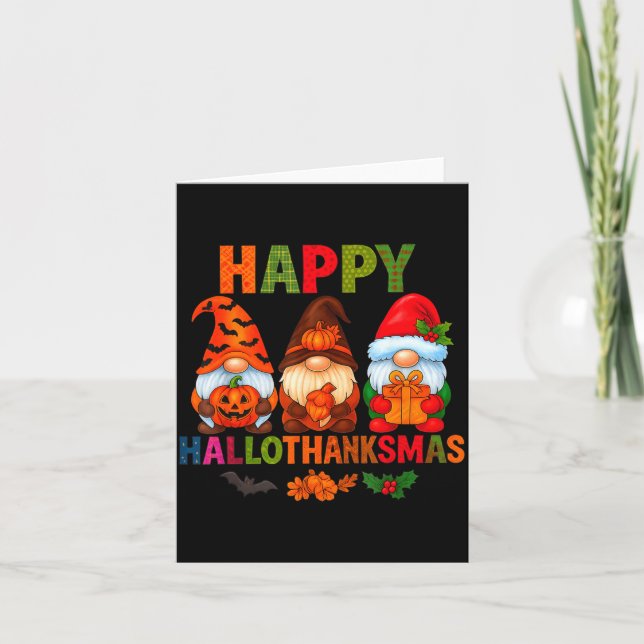Halloween Thanksgiving Christmas Happy Hallothanks Karte (Vorderseite)