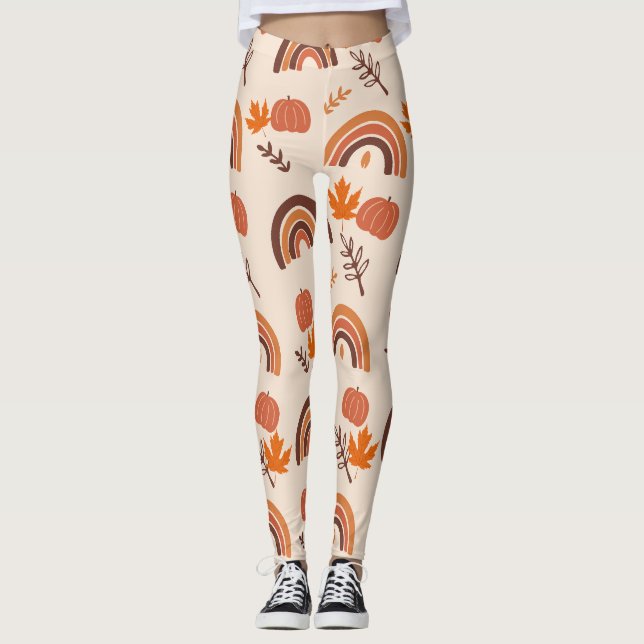 Halloween Thanksgiving Leggings Citrouille (Devant)