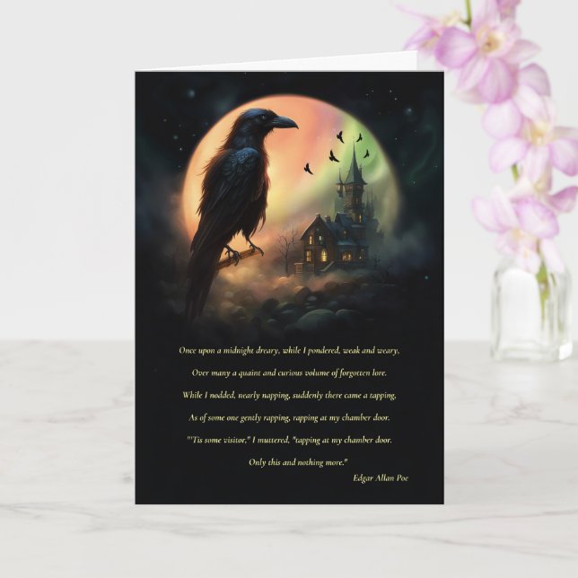 Halloween The Raven von Edgar Allan Poe Spooky Karte (Orchidee)