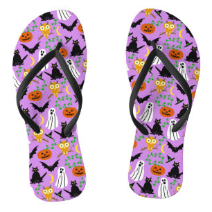 Halloween-Thema-Collagen-Wurf-Muster lila Flip Flops