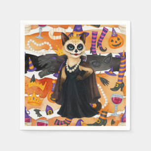 Halloween Thema für Katzen Liebhaber mit Kuchen Serviette