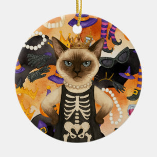 Halloween-Thema für Siamese-Katzenliebhaber Keramik Ornament