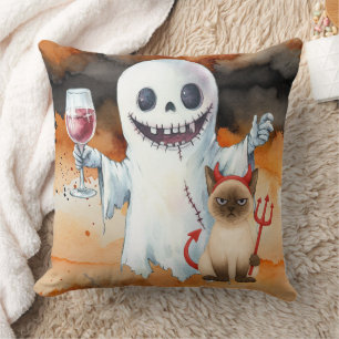 Halloween-Thema für Siamese-Katzenliebhaber  Kissen