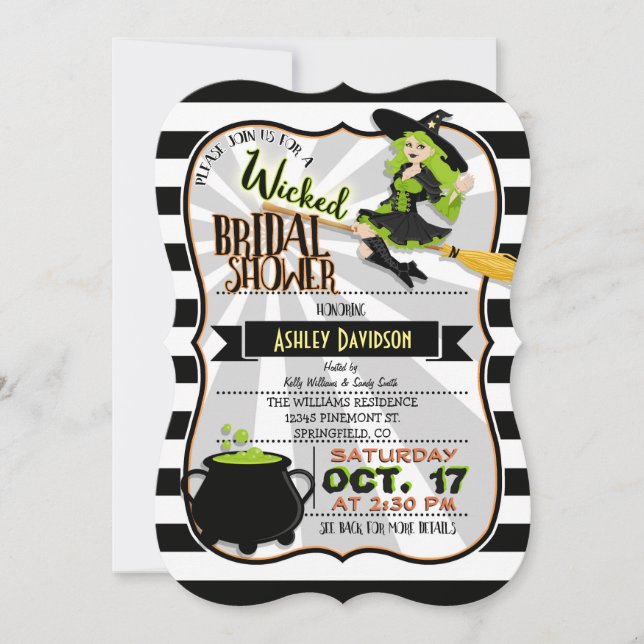 Halloween Thema Hexe Bridal Dusche Einladung (Vorderseite)