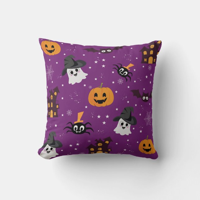 Halloween-Thema lila nahtloses Muster Kissen (Vorderseite)