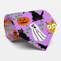 Halloween Theme Collage Toss Pattern Purple