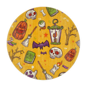 Halloween Theme: flaches Design Muster. Schneidebrett