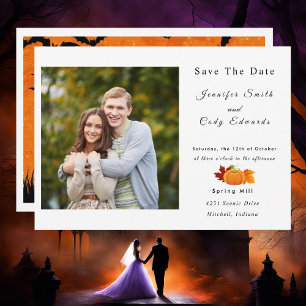 Halloween-Theme-Foto Hochzeit speichern Einladung
