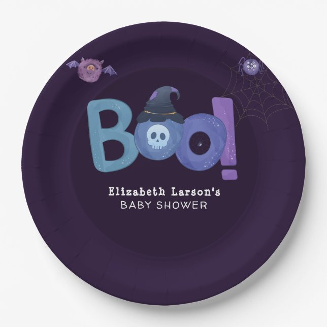 Halloween Themed Baby Dusche Niedliches Party Pappteller (Vorderseite)
