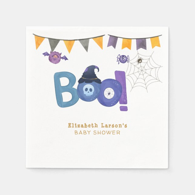 Halloween Themed Baby Dusche Niedliches Party Serviette (Vorderseite)