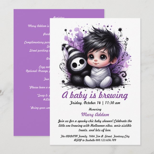 Halloween-themed baby shower Einladung (Vorne/Hinten)