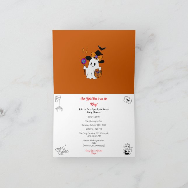 Halloween Themed Baby Shower Invite Dankeskarte (Innenseite)