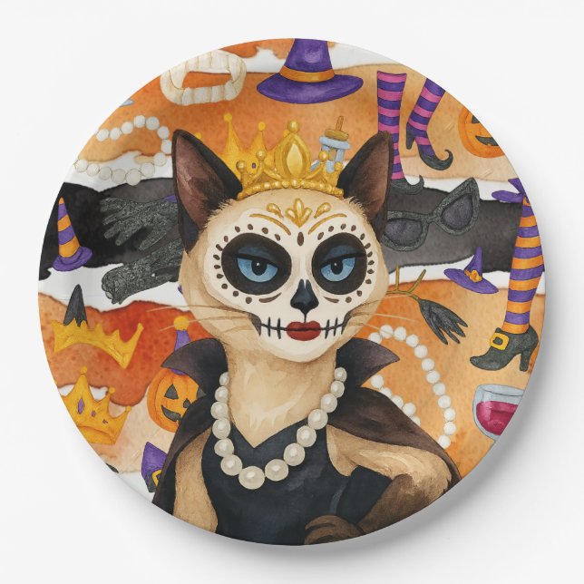 Halloween themed for Cat Lovers Party  Pappteller (Vorderseite)
