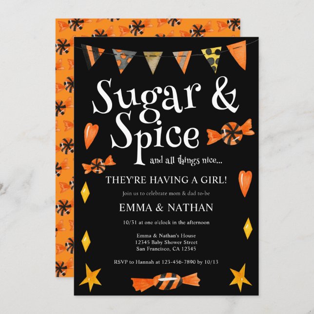 Halloween Themed Kinderdusche Einladung (Vorne/Hinten)