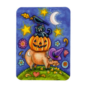 Halloween-Themen-Magnet mit Vogel Katze Kürbis & S Magnet