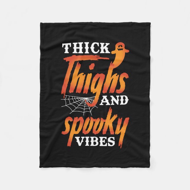 Halloween Thick Thighs And Spooky Vibes Fleecedecke (Vorderseite)