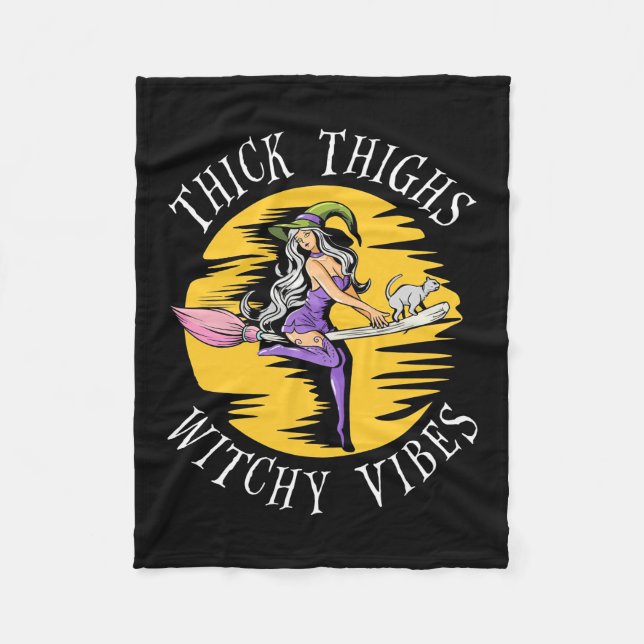 Halloween Thick Thighs Witchy Vibes Fleecedecke (Vorderseite)