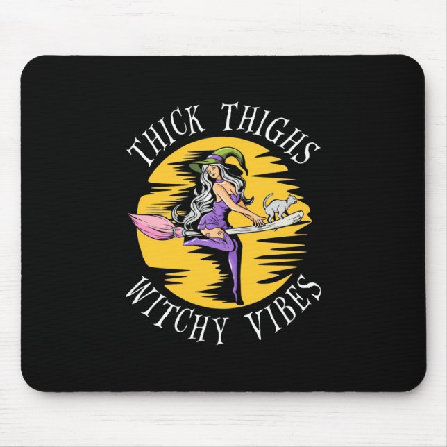 Halloween Thick Thighs Witchy Vibes Mousepad (Vorne)