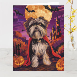 Halloween Tibet-Terrier Vampir-Kürbisse Gruselig  Karte
