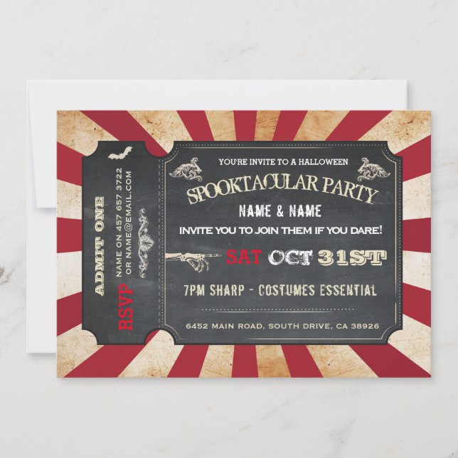 Halloween Ticket Party Invitation Cirque Peur (Devant)