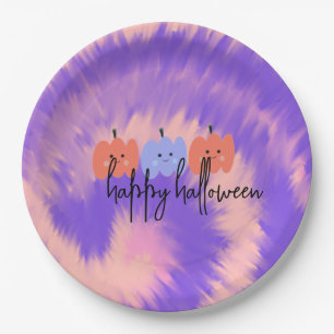 Halloween Tie Dye Kürbis Handgezeichnet Pappteller