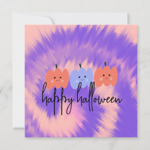 Halloween-Tie-Dye-Kürbis handgezeichnete Karte