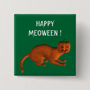 Halloween Tiger Cat Button