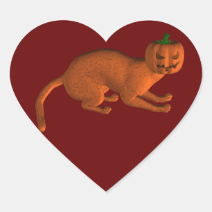 Halloween Tiger Cat Herz-Aufkleber