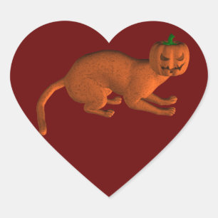 Halloween-Tigerkatze Herz-Aufkleber