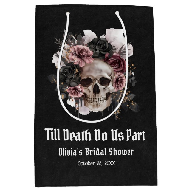 Halloween Till Death Do us Part Brautparty Mittlere Geschenktüte (Vorderseite)