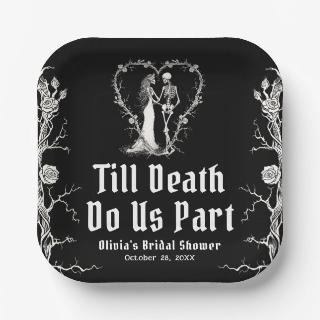 Halloween Till Death Do us Part Brautparty Pappteller (Vorderseite)